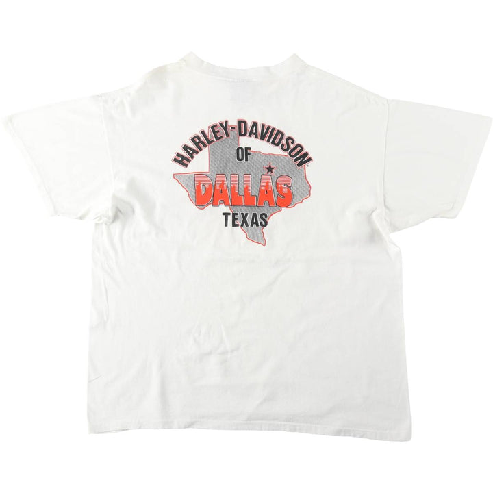 90'S Harley Davidson Eagle Pattern Motorcycle Bike T-shirt Made in USA Men's XL Vintage cotton white type Vintage Second Hand