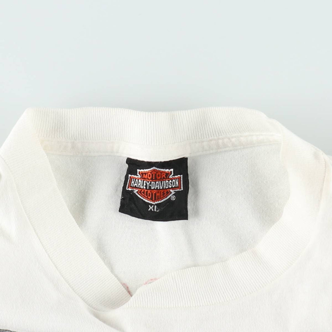 90'S Harley Davidson Eagle Pattern Motorcycle Bike T-shirt Made in USA Men's XL Vintage cotton white type Vintage Second Hand