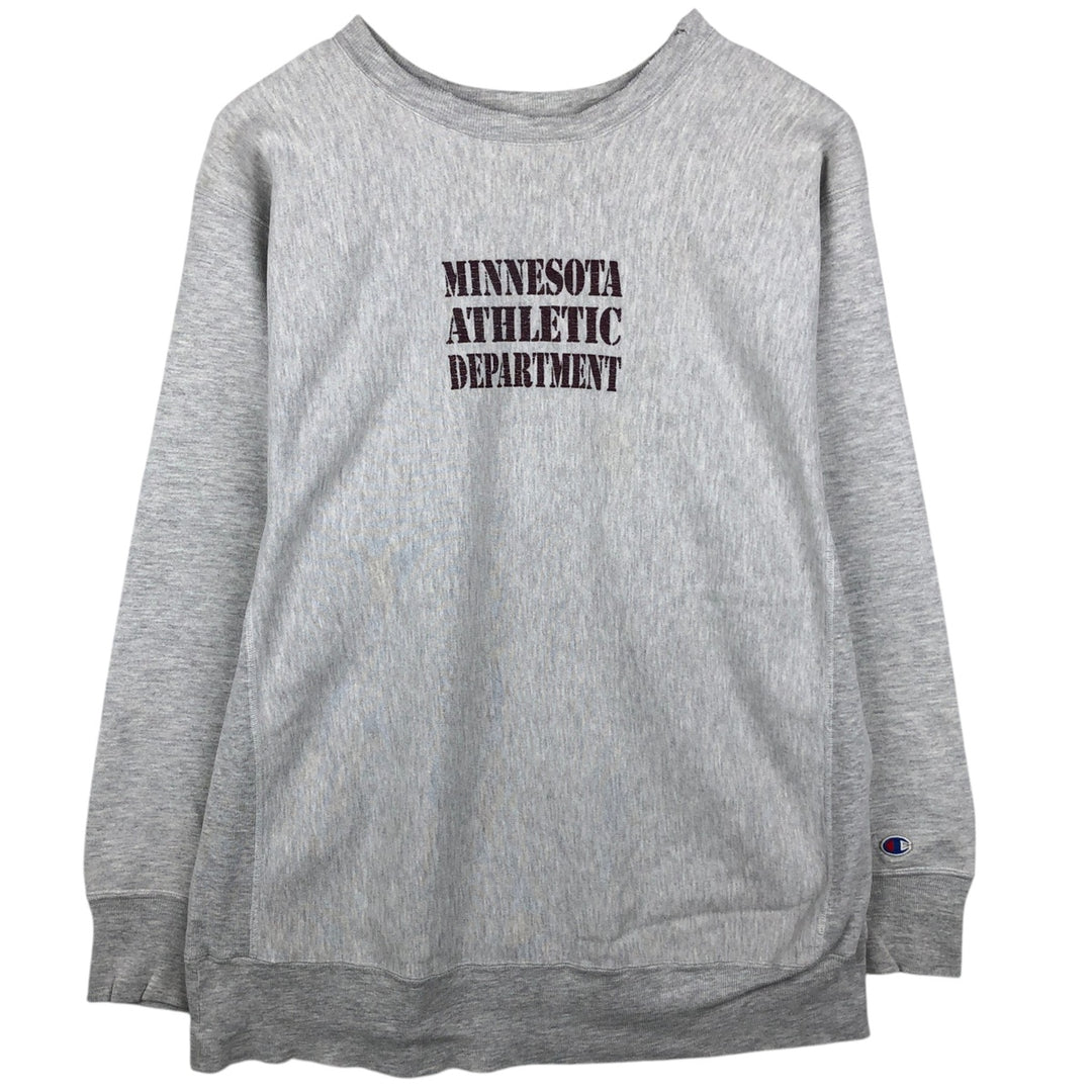 80'S Champion Reverse Weave Tricolor Tag Triple Print College Sweatshirt (Men's XXL equivalent) cotton gray type Vintage Second Hand