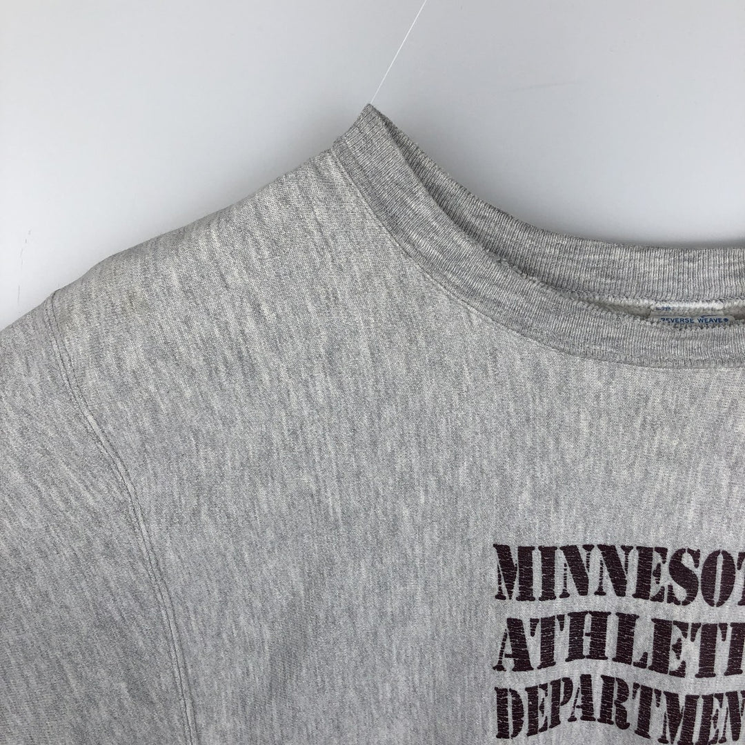 80'S Champion Reverse Weave Tricolor Tag Triple Print College Sweatshirt (Men's XXL equivalent) cotton gray type Vintage Second Hand