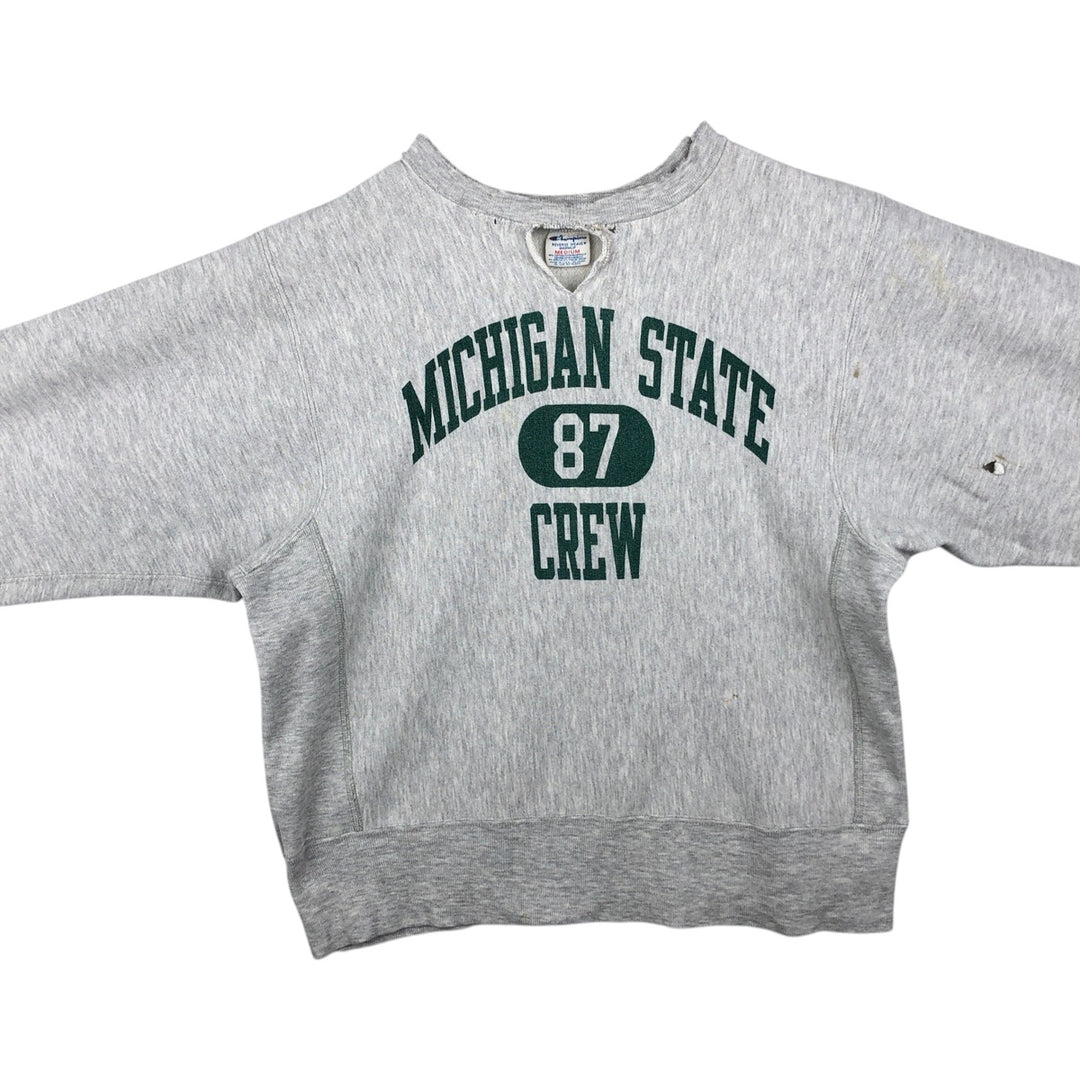 80'S Champion Reverse Weave Tricolor Tag University of Michigan Triple Print College Sweatshirt, Made in USA cotton gray type Vintage Second Hand