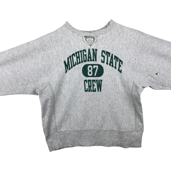 80'S Champion Reverse Weave Tricolor Tag University of Michigan Triple Print College Sweatshirt, Made in USA cotton gray type Vintage Second Hand