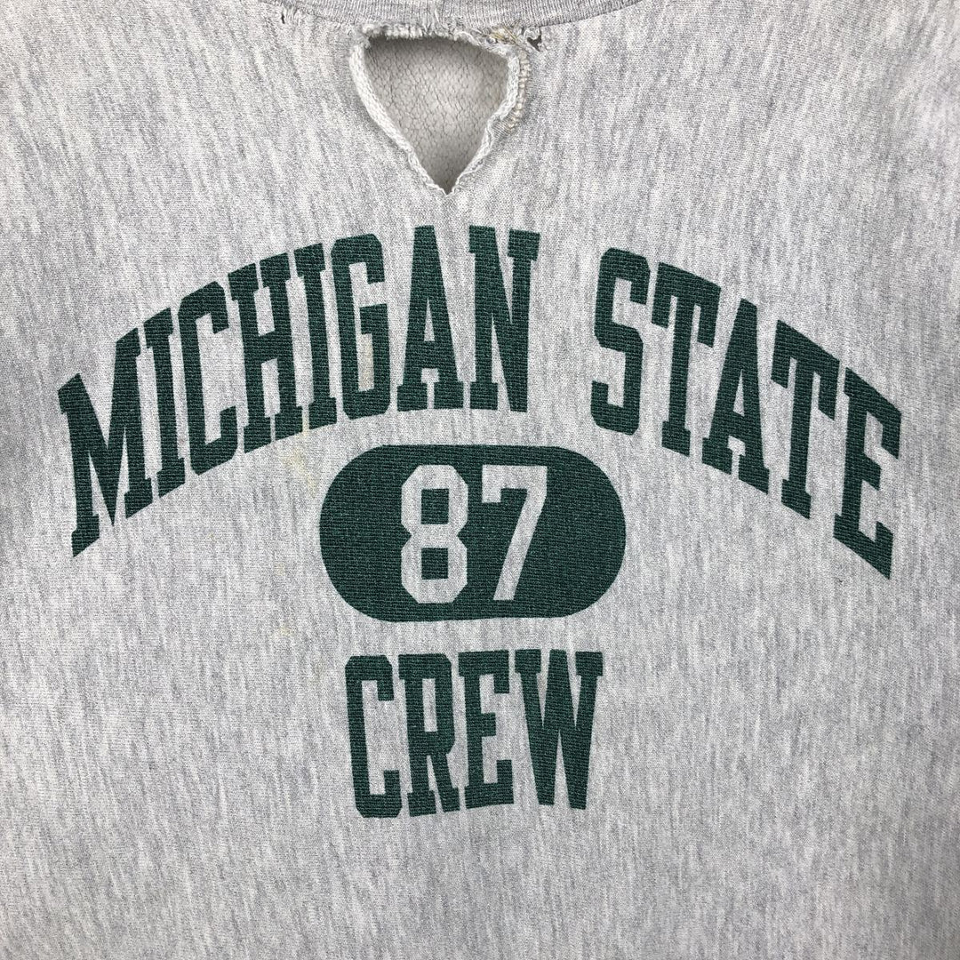80'S Champion Reverse Weave Tricolor Tag University of Michigan Triple Print College Sweatshirt, Made in USA cotton gray type Vintage Second Hand