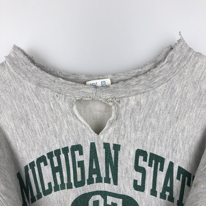 80'S Champion Reverse Weave Tricolor Tag University of Michigan Triple Print College Sweatshirt, Made in USA cotton gray type Vintage Second Hand