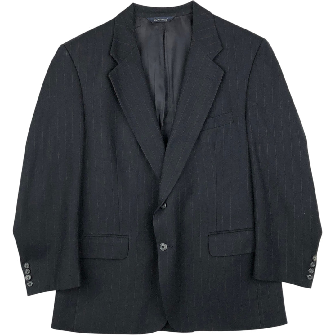 Burberry's Stripe Pattern Wool Tailored Jacket, Made in USA, Men's Size XL (approx.) wool gray type Vintage Second Hand