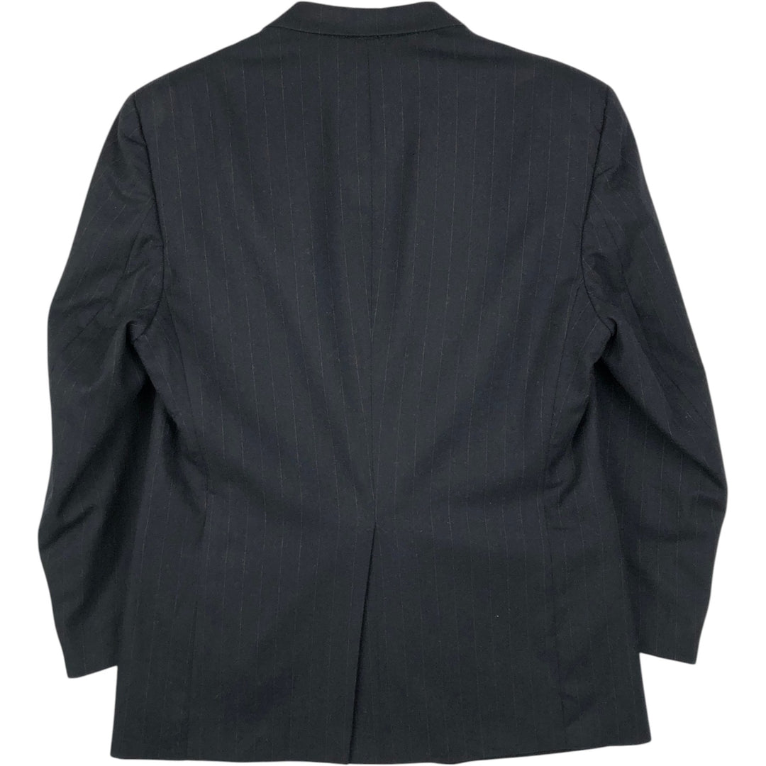 Burberry's Stripe Pattern Wool Tailored Jacket, Made in USA, Men's Size XL (approx.) wool gray type Vintage Second Hand