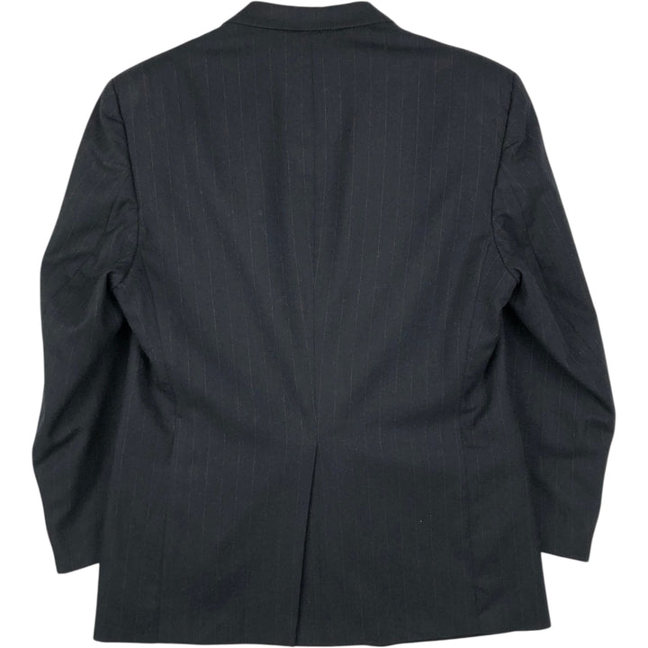 Burberry's Stripe Pattern Wool Tailored Jacket, Made in USA, Men's Size XL (approx.) wool gray type Vintage Second Hand