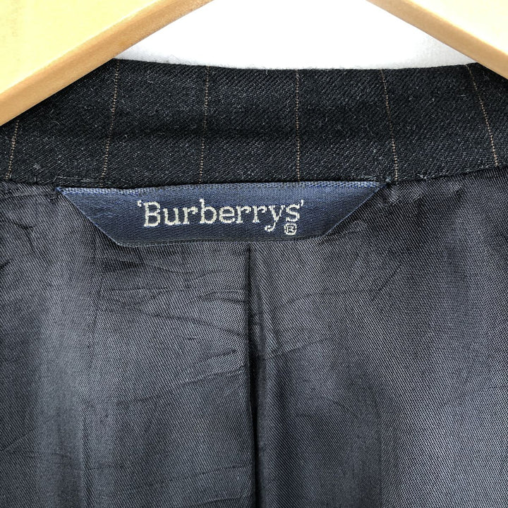 Burberry's Stripe Pattern Wool Tailored Jacket, Made in USA, Men's Size XL (approx.) wool gray type Vintage Second Hand