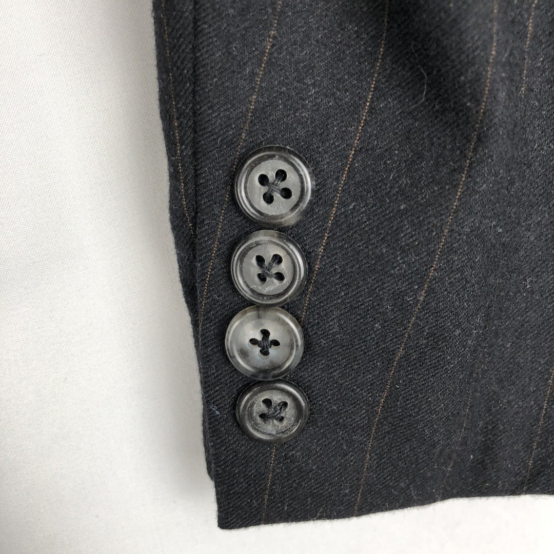 Burberry's Stripe Pattern Wool Tailored Jacket, Made in USA, Men's Size XL (approx.) wool gray type Vintage Second Hand