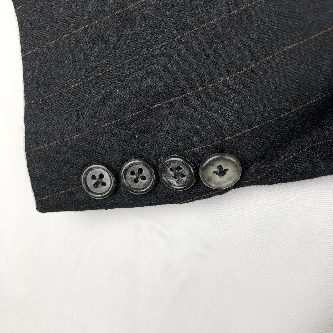 Burberry's Stripe Pattern Wool Tailored Jacket, Made in USA, Men's Size XL (approx.) wool gray type Vintage Second Hand