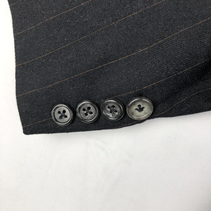 Burberry's Stripe Pattern Wool Tailored Jacket, Made in USA, Men's Size XL (approx.) wool gray type Vintage Second Hand