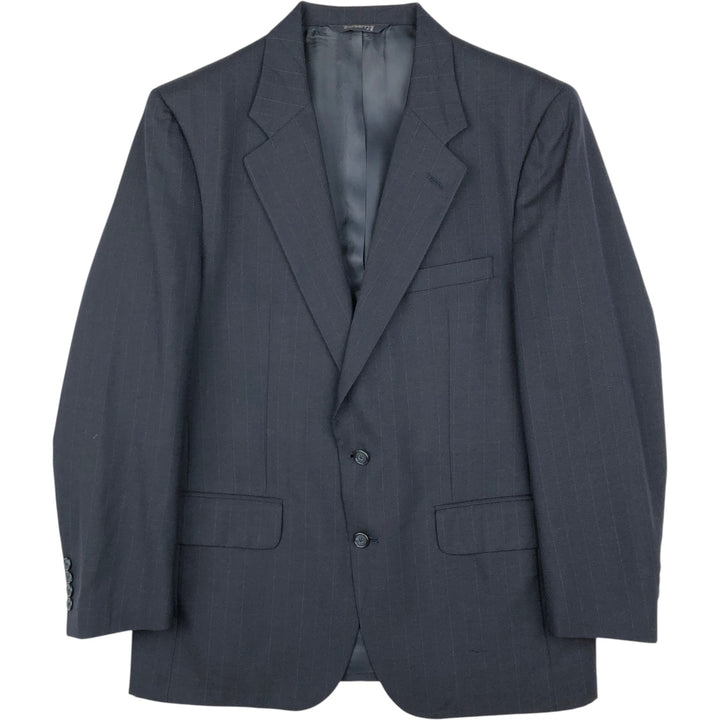 Burberry's Striped Wool Tailored Jacket, Men's Size Medium wool navy blue type Vintage Second Hand