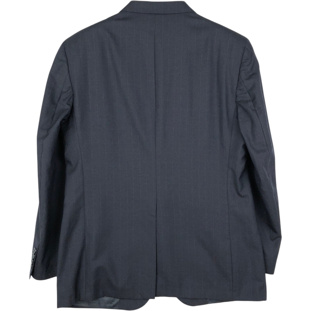 Burberry's Striped Wool Tailored Jacket, Men's Size Medium wool navy blue type Vintage Second Hand