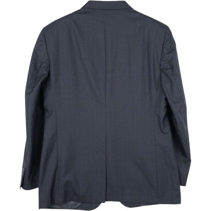 Burberry's Striped Wool Tailored Jacket, Men's Size Medium wool navy blue type Vintage Second Hand