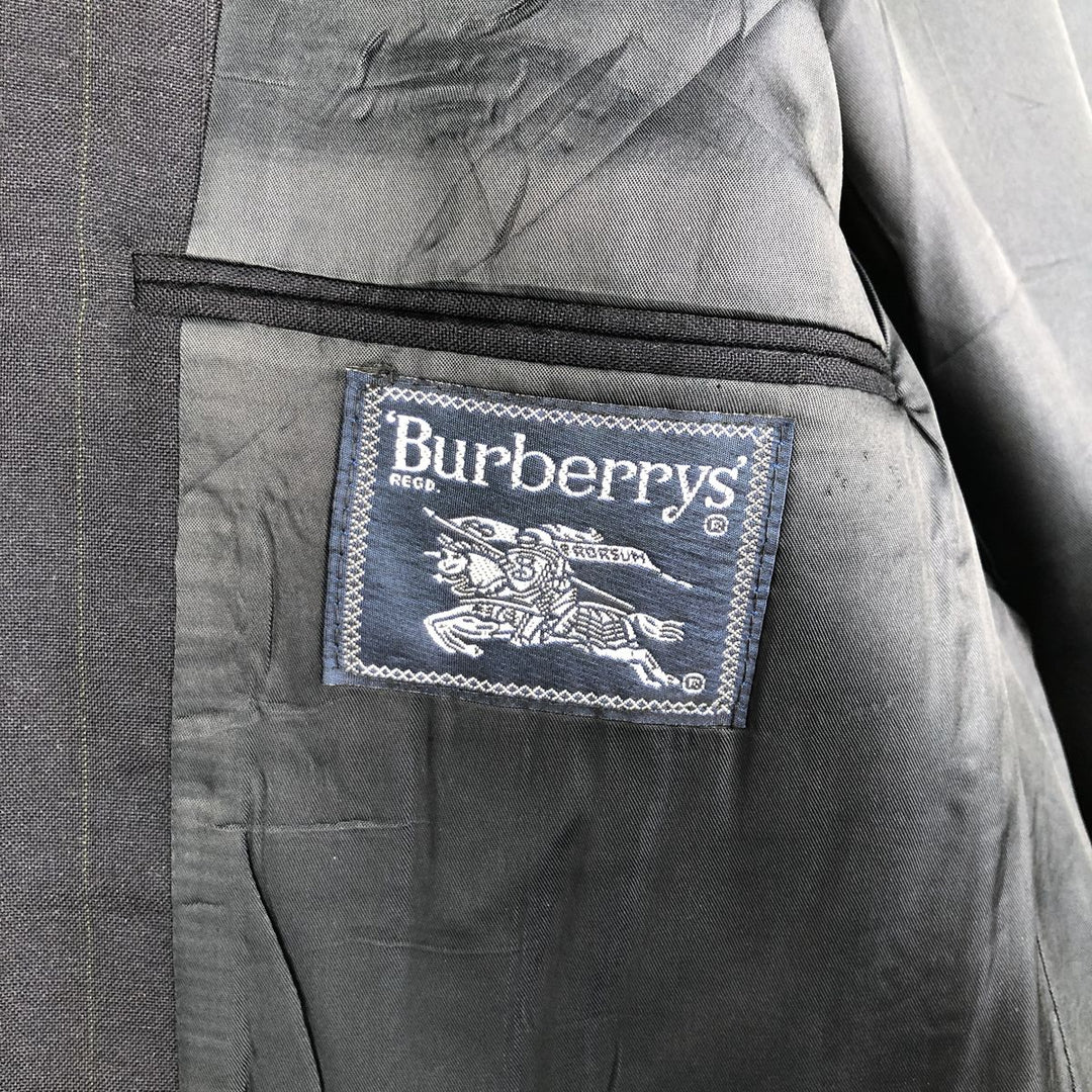 Burberry's Striped Wool Tailored Jacket, Men's Size Medium wool navy blue type Vintage Second Hand