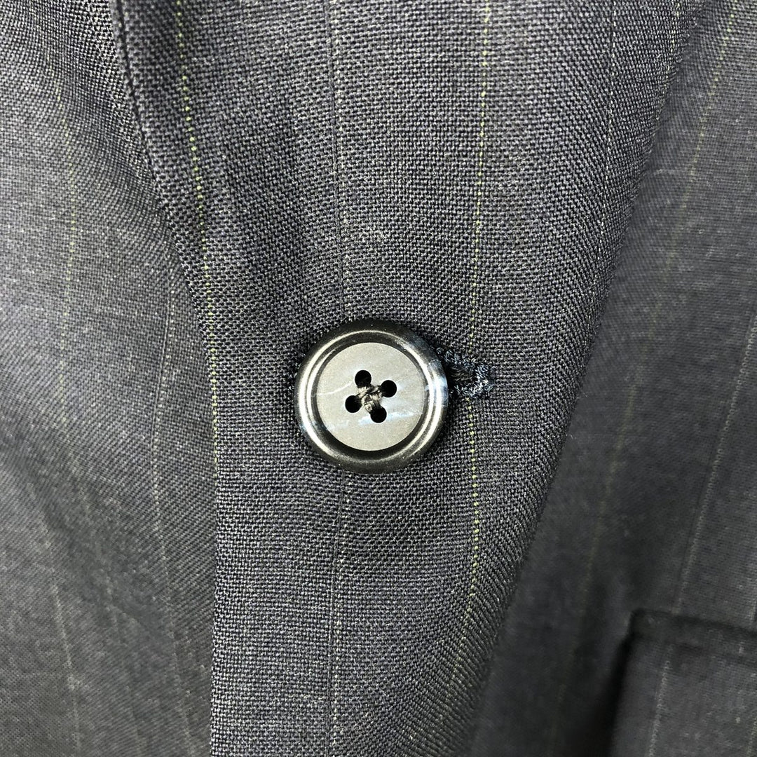Burberry's Striped Wool Tailored Jacket, Men's Size Medium wool navy blue type Vintage Second Hand