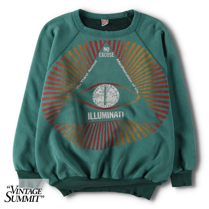 80'S TIGER BRAND FREEMASON Print Sweatshirt, Made in Canada, Men's XL (approx.), Vintage cotton green type Vintage Second Hand