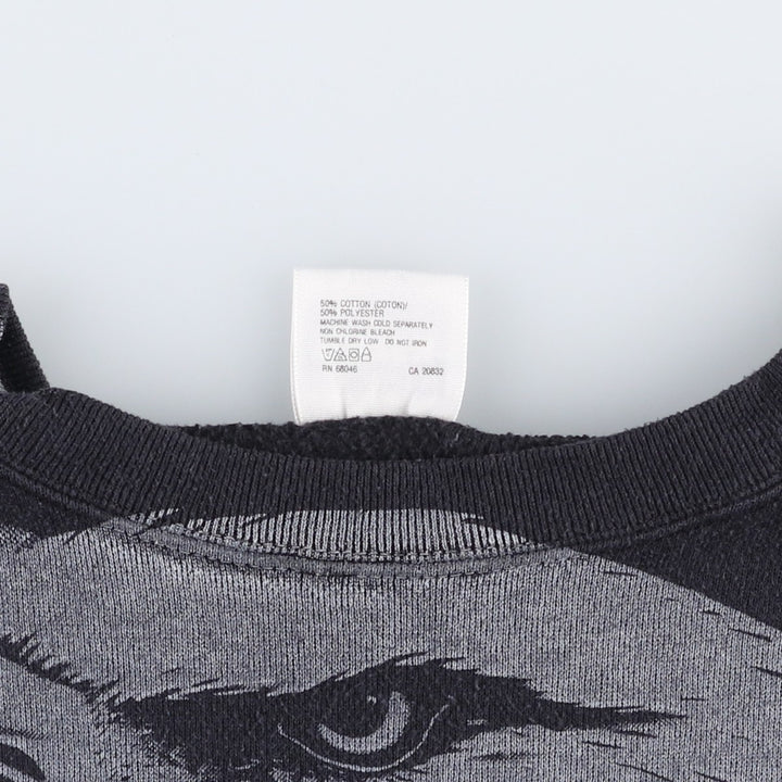 90'S Harley-Davidson Eagle Pattern All-Over Print Advertising Sweatshirt, Made in USA cotton black type Vintage Second Hand