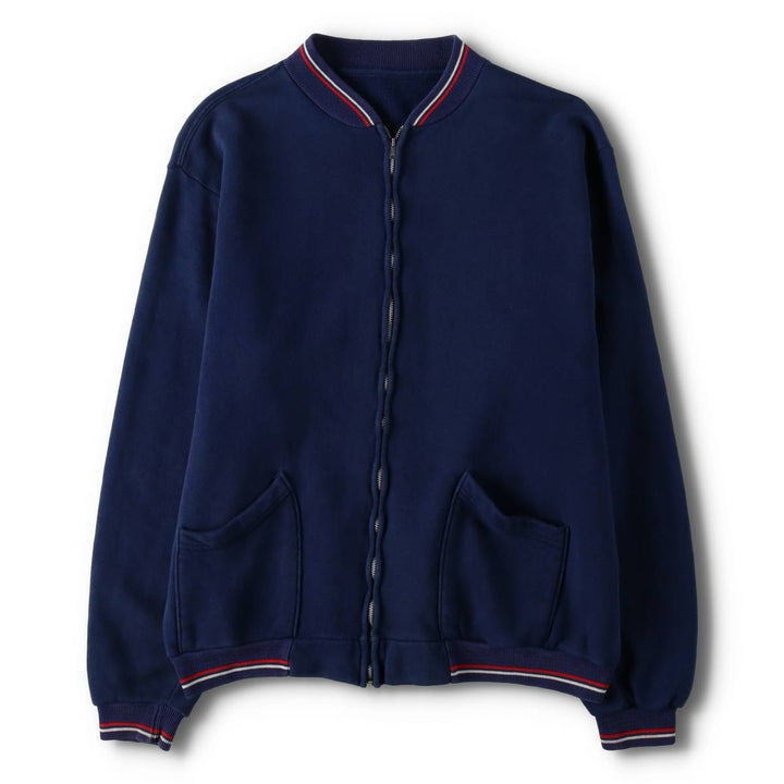 1960'S Full-Zip Sweatshirt, Men's Size L (Equivalent), Vintage unclear navy blue type Vintage Second Hand