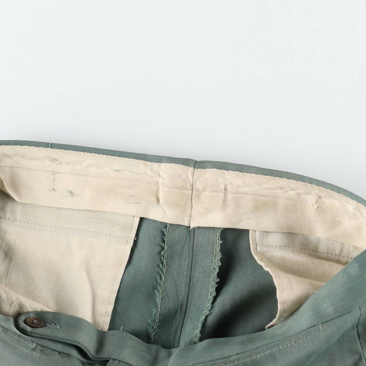 UNKNOWN 1950'S Rayon Gabardine Flare Pants, Men's Size W34 (approx.), Vintage unclear Khaki type sage green Vintage Second Hand