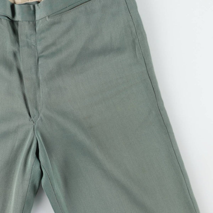UNKNOWN 1950'S Rayon Gabardine Flare Pants, Men's Size W34 (approx.), Vintage unclear Khaki type sage green Vintage Second Hand