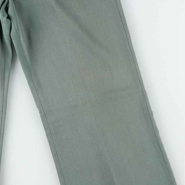 UNKNOWN 1950'S Rayon Gabardine Flare Pants, Men's Size W34 (approx.), Vintage unclear Khaki type sage green Vintage Second Hand
