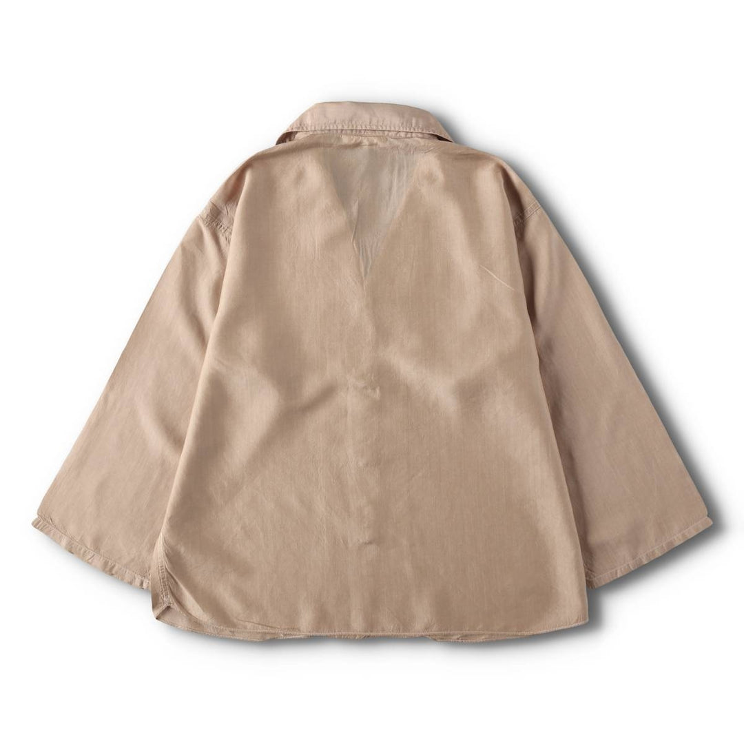 1960'S Vintage 3/4 Sleeve Open Collar Silk Shirt, Women's Size S (approx.), Boxy Shirt silk cheek Vintage Second Hand