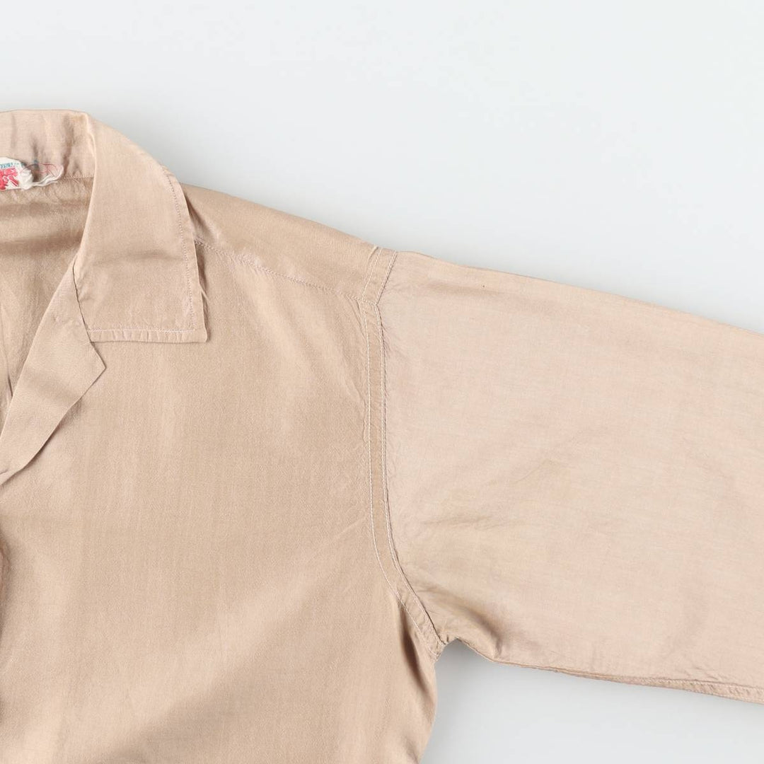 1960'S Vintage 3/4 Sleeve Open Collar Silk Shirt, Women's Size S (approx.), Boxy Shirt silk cheek Vintage Second Hand