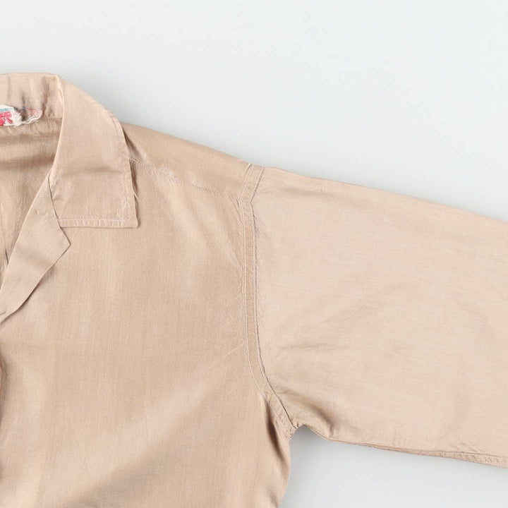 1960'S Vintage 3/4 Sleeve Open Collar Silk Shirt, Women's Size S (approx.), Boxy Shirt silk cheek Vintage Second Hand