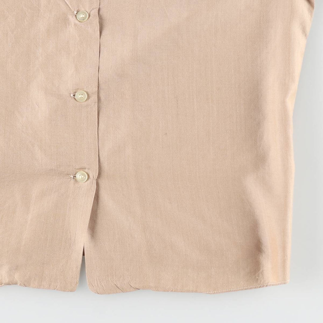 1960'S Vintage 3/4 Sleeve Open Collar Silk Shirt, Women's Size S (approx.), Boxy Shirt silk cheek Vintage Second Hand