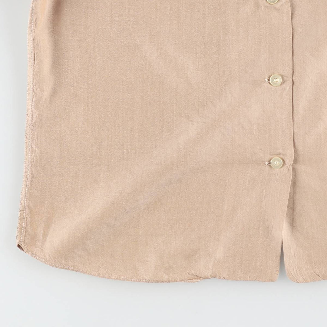 1960'S Vintage 3/4 Sleeve Open Collar Silk Shirt, Women's Size S (approx.), Boxy Shirt silk cheek Vintage Second Hand