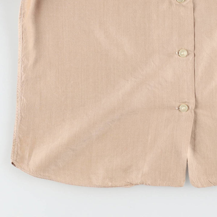 1960'S Vintage 3/4 Sleeve Open Collar Silk Shirt, Women's Size S (approx.), Boxy Shirt silk cheek Vintage Second Hand