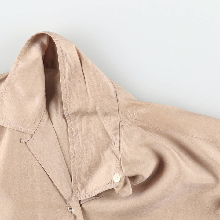 1960'S Vintage 3/4 Sleeve Open Collar Silk Shirt, Women's Size S (approx.), Boxy Shirt silk cheek Vintage Second Hand