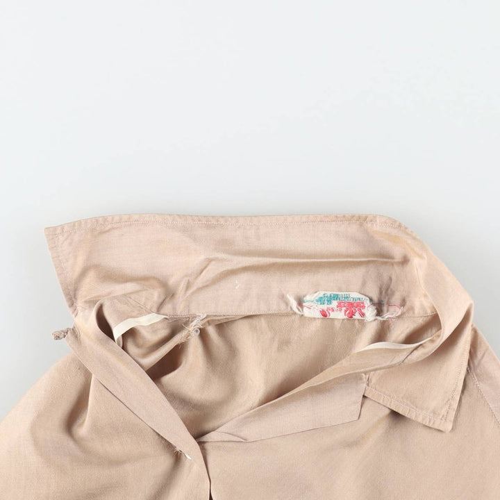 1960'S Vintage 3/4 Sleeve Open Collar Silk Shirt, Women's Size S (approx.), Boxy Shirt silk cheek Vintage Second Hand