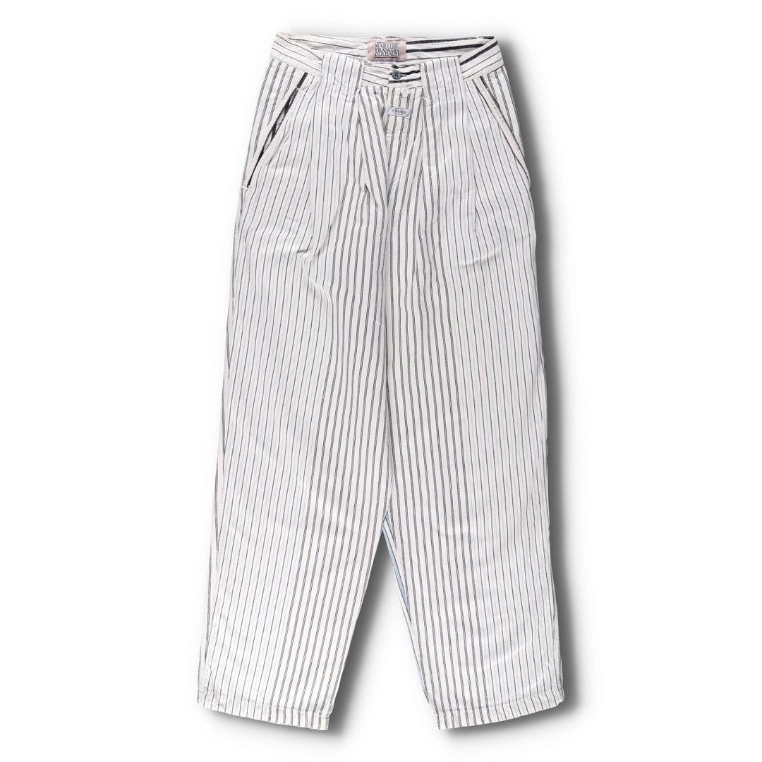70s-80'S Marithé François Girbaud Stripe Pattern Two-Pleat Cotton Pants Women's L (W28 equivalent) Vintage unclear white type Vintage Second Hand