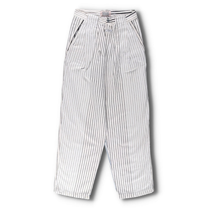 70s-80'S Marithé François Girbaud Stripe Pattern Two-Pleat Cotton Pants Women's L (W28 equivalent) Vintage unclear white type Vintage Second Hand