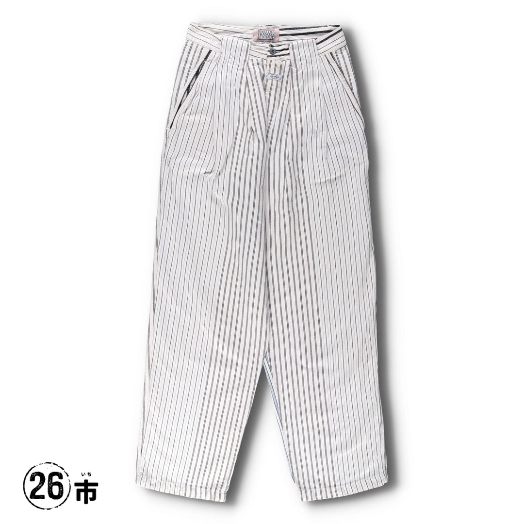 70s-80'S Marithé François Girbaud Stripe Pattern Two-Pleat Cotton Pants Women's L (W28 equivalent) Vintage unclear white type Vintage Second Hand
