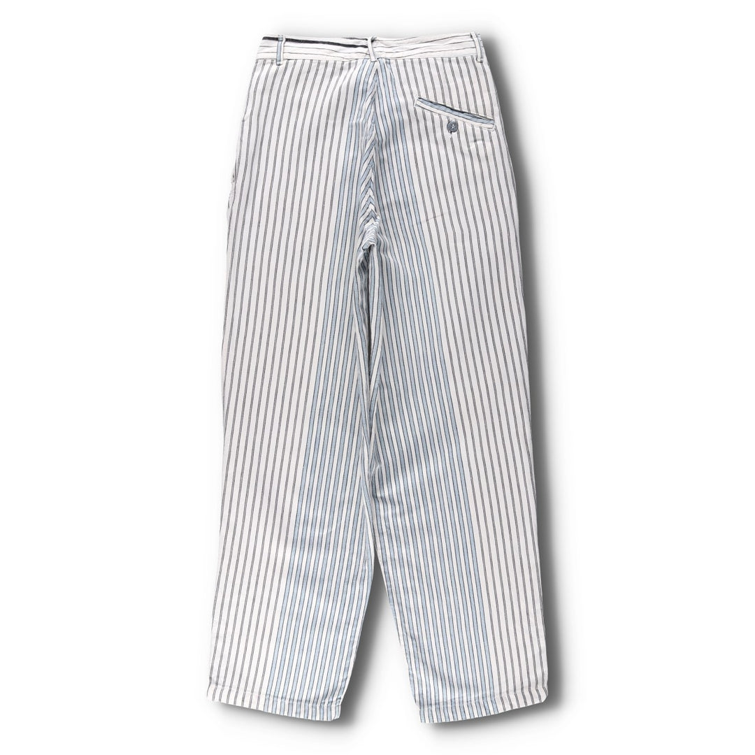 70s-80'S Marithé François Girbaud Stripe Pattern Two-Pleat Cotton Pants Women's L (W28 equivalent) Vintage unclear white type Vintage Second Hand