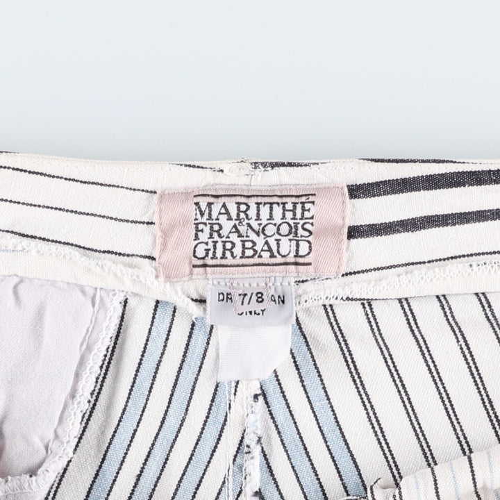 70s-80'S Marithé François Girbaud Stripe Pattern Two-Pleat Cotton Pants Women's L (W28 equivalent) Vintage unclear white type Vintage Second Hand