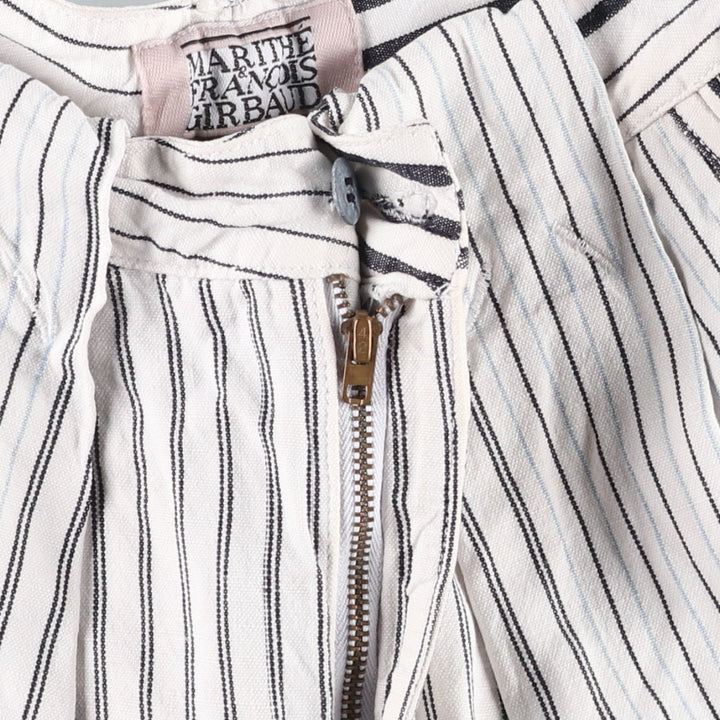 70s-80'S Marithé François Girbaud Stripe Pattern Two-Pleat Cotton Pants Women's L (W28 equivalent) Vintage unclear white type Vintage Second Hand
