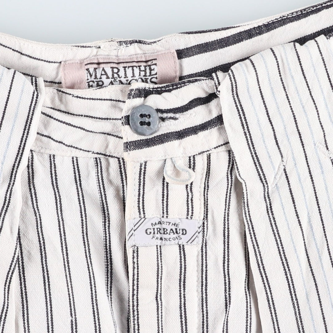 70s-80'S Marithé François Girbaud Stripe Pattern Two-Pleat Cotton Pants Women's L (W28 equivalent) Vintage unclear white type Vintage Second Hand