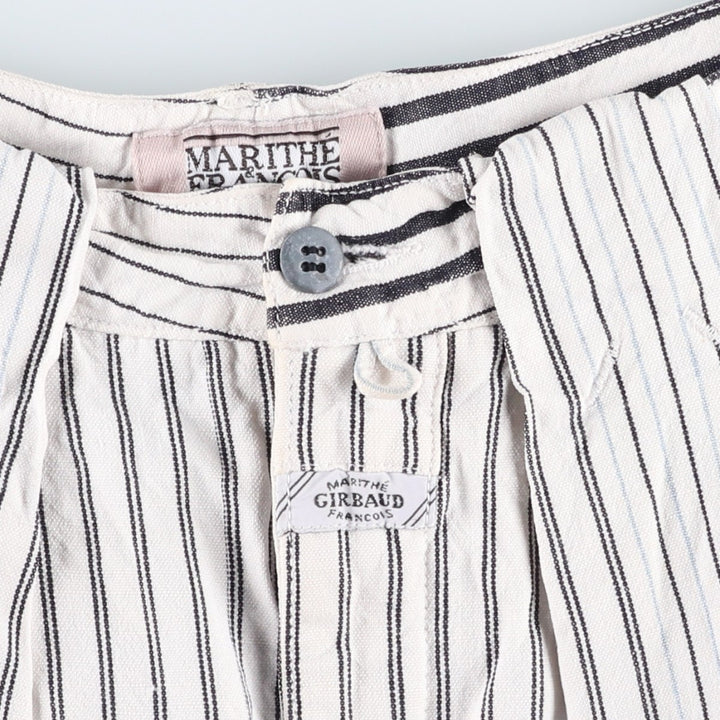 70s-80'S Marithé François Girbaud Stripe Pattern Two-Pleat Cotton Pants Women's L (W28 equivalent) Vintage unclear white type Vintage Second Hand