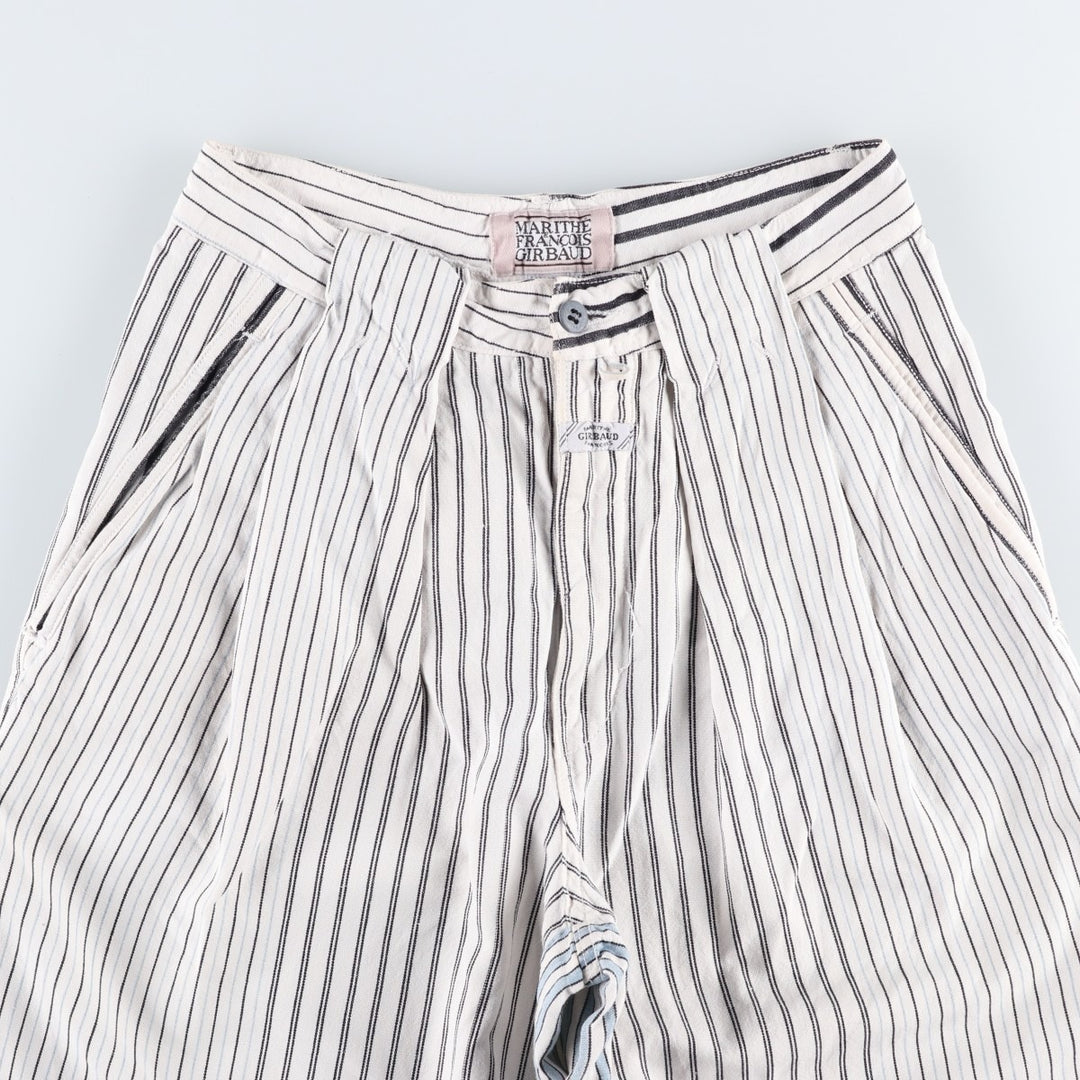 70s-80'S Marithé François Girbaud Stripe Pattern Two-Pleat Cotton Pants Women's L (W28 equivalent) Vintage unclear white type Vintage Second Hand