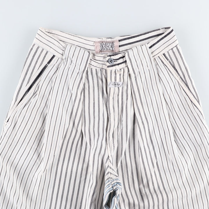 70s-80'S Marithé François Girbaud Stripe Pattern Two-Pleat Cotton Pants Women's L (W28 equivalent) Vintage unclear white type Vintage Second Hand