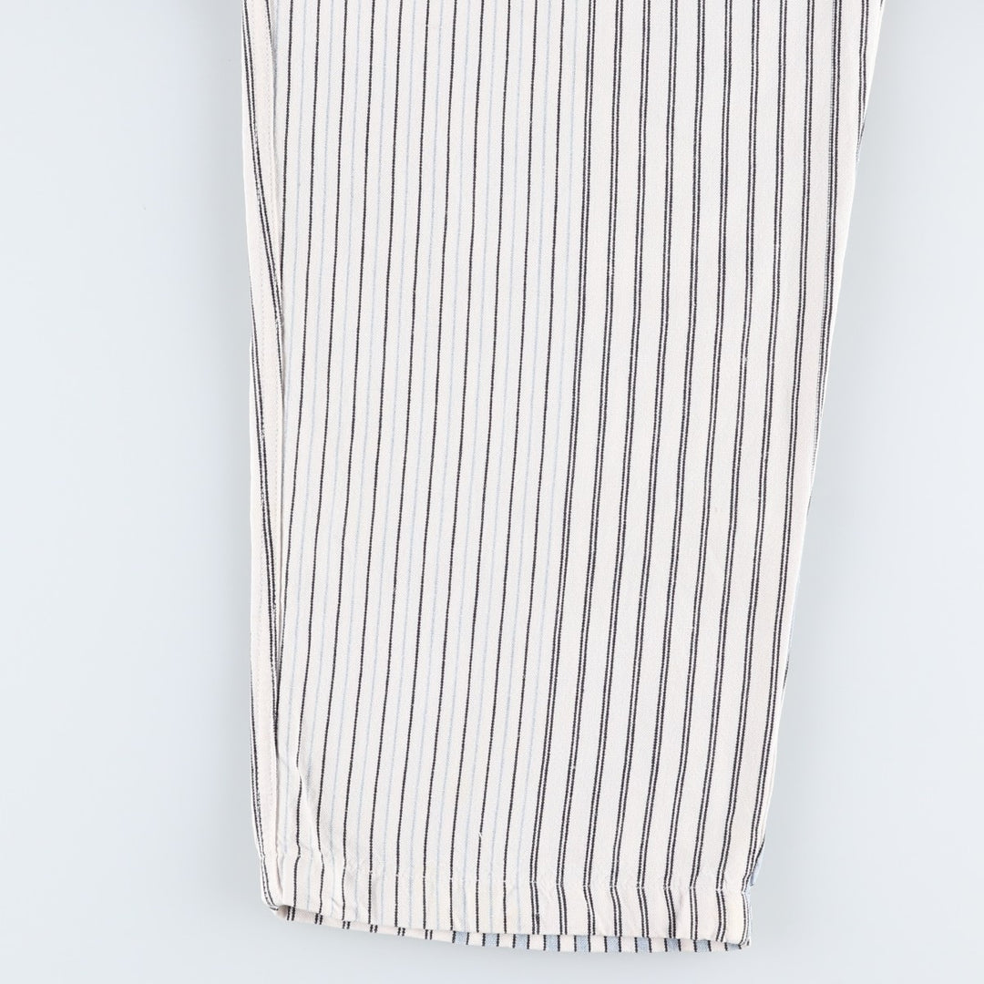 70s-80'S Marithé François Girbaud Stripe Pattern Two-Pleat Cotton Pants Women's L (W28 equivalent) Vintage unclear white type Vintage Second Hand
