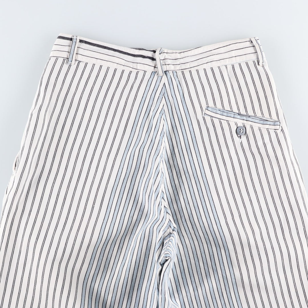 70s-80'S Marithé François Girbaud Stripe Pattern Two-Pleat Cotton Pants Women's L (W28 equivalent) Vintage unclear white type Vintage Second Hand