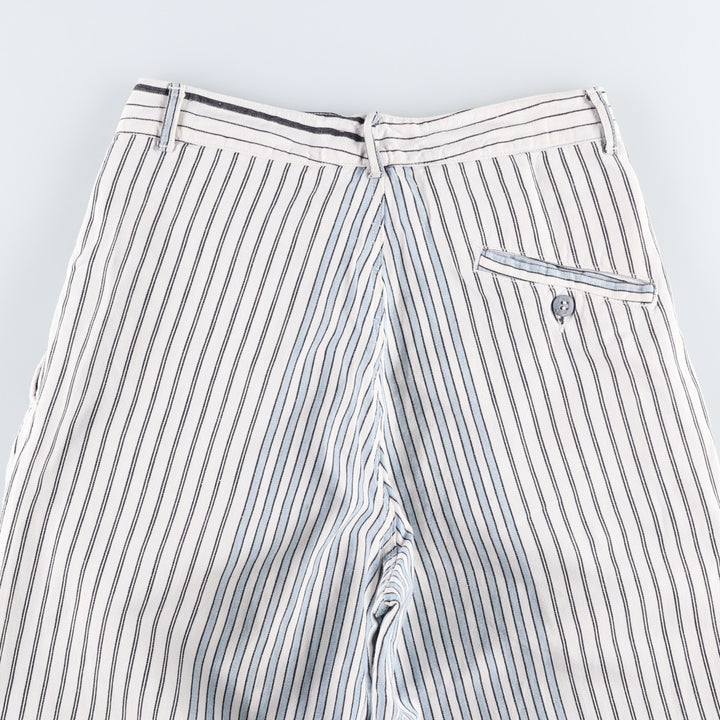 70s-80'S Marithé François Girbaud Stripe Pattern Two-Pleat Cotton Pants Women's L (W28 equivalent) Vintage unclear white type Vintage Second Hand