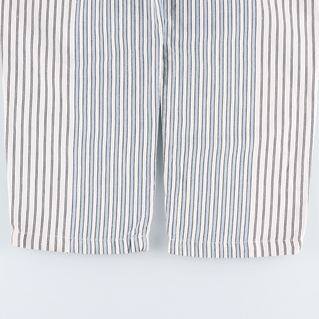 70s-80'S Marithé François Girbaud Stripe Pattern Two-Pleat Cotton Pants Women's L (W28 equivalent) Vintage unclear white type Vintage Second Hand