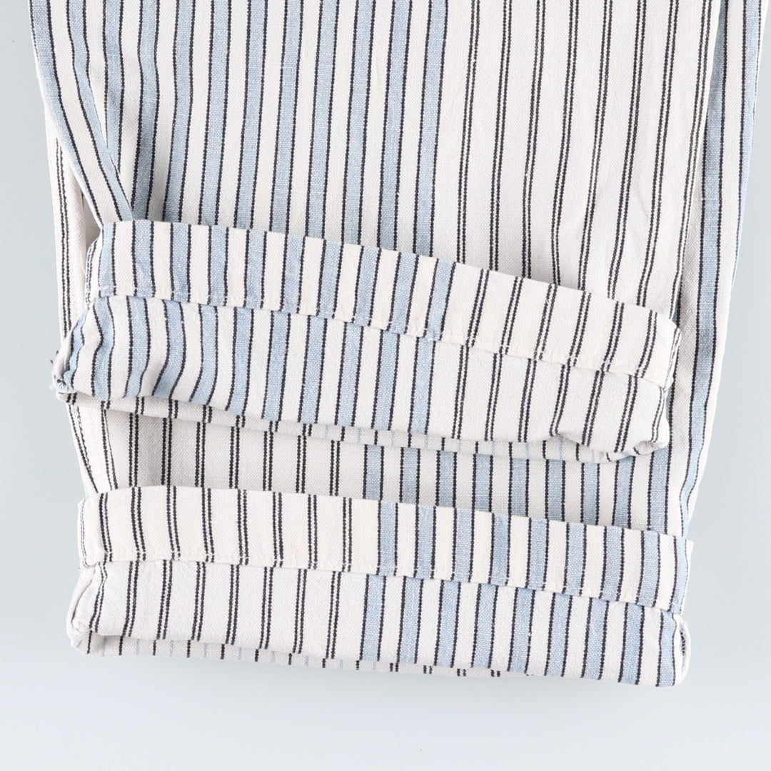 70s-80'S Marithé François Girbaud Stripe Pattern Two-Pleat Cotton Pants Women's L (W28 equivalent) Vintage unclear white type Vintage Second Hand