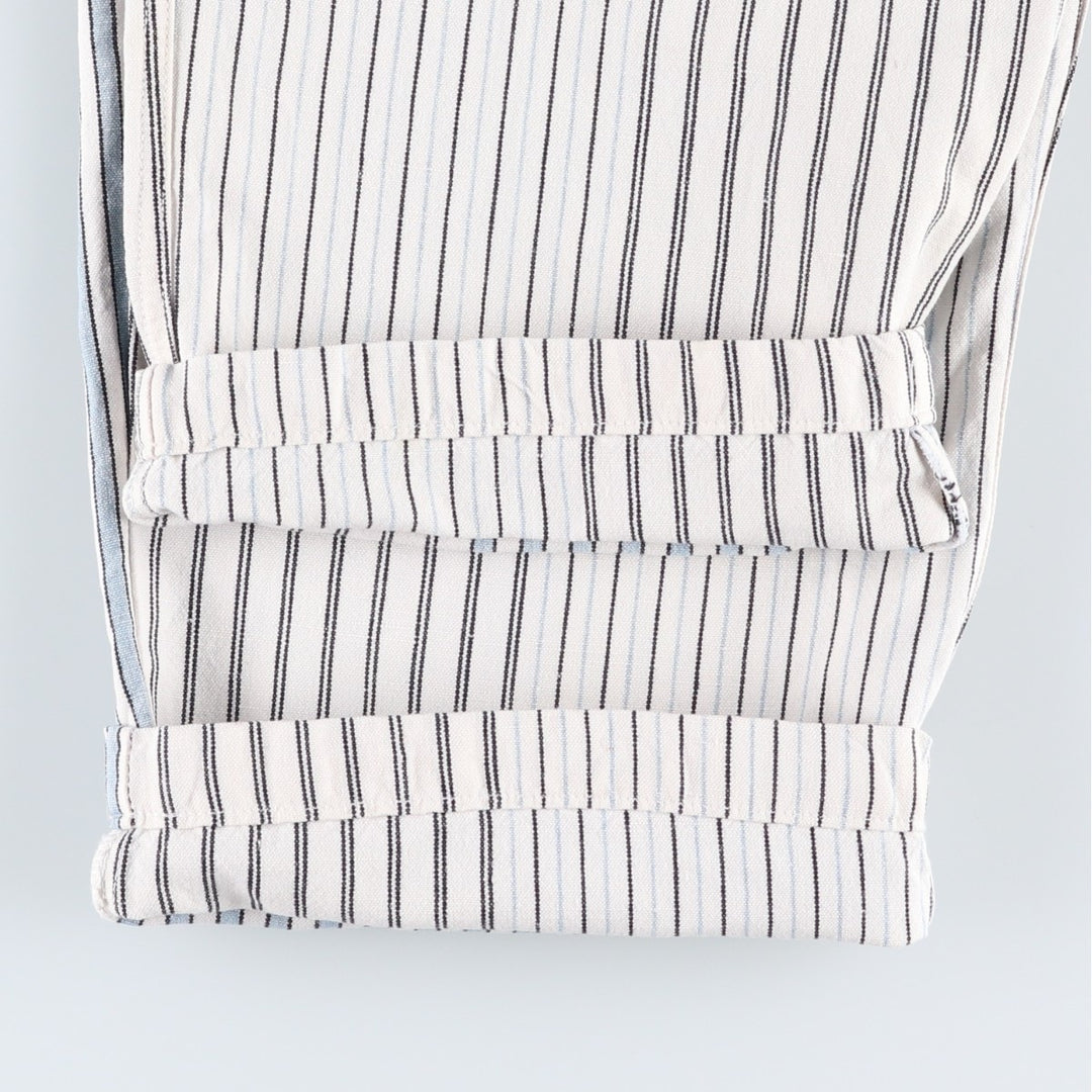 70s-80'S Marithé François Girbaud Stripe Pattern Two-Pleat Cotton Pants Women's L (W28 equivalent) Vintage unclear white type Vintage Second Hand